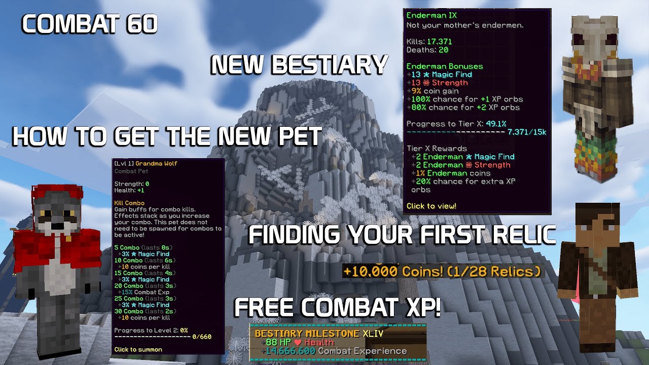 Boomer Wolf Pet, Bestiary, Combat 60 + FREE XP, relics? New Hypixel