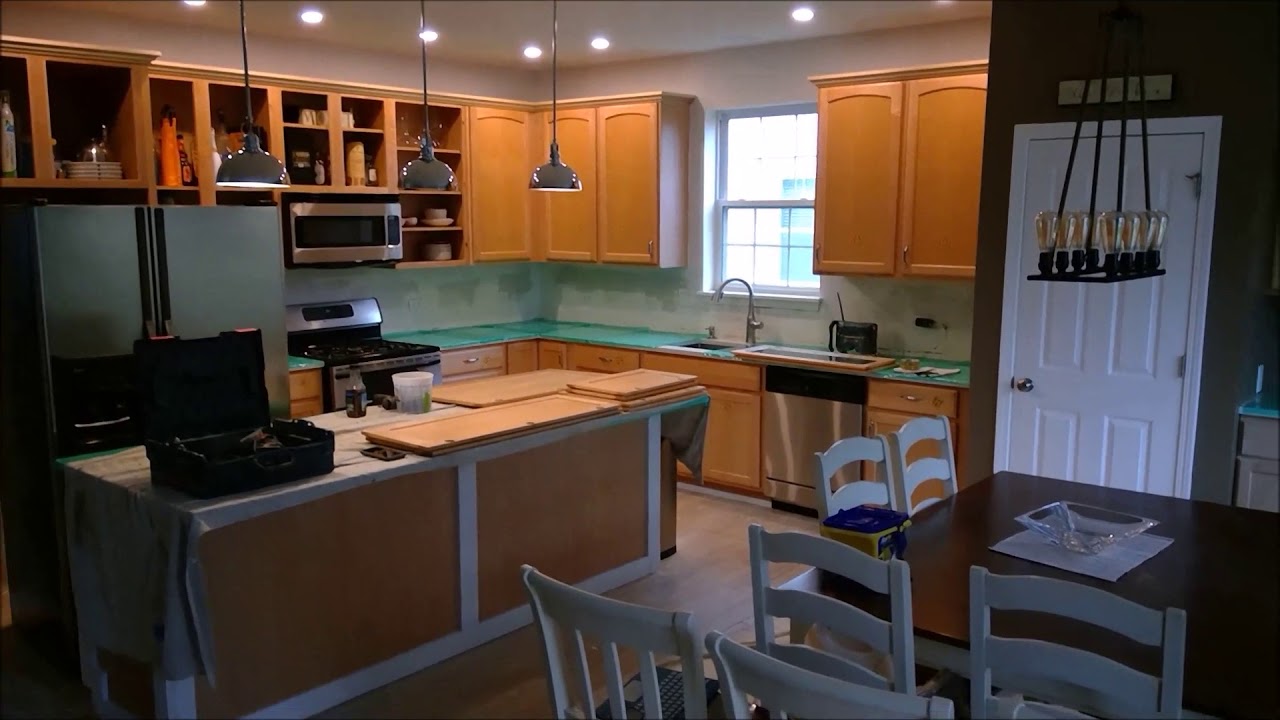 Maple Cabinets Painted White And Grey Youtube