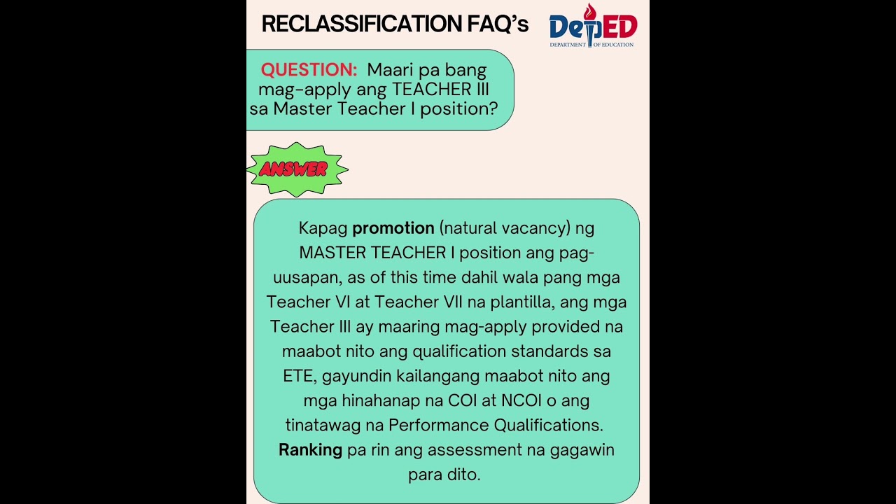 DEPED PROMOTION | Maari pa bang mag apply ang Teacher III sa Master Teacher I position? q
