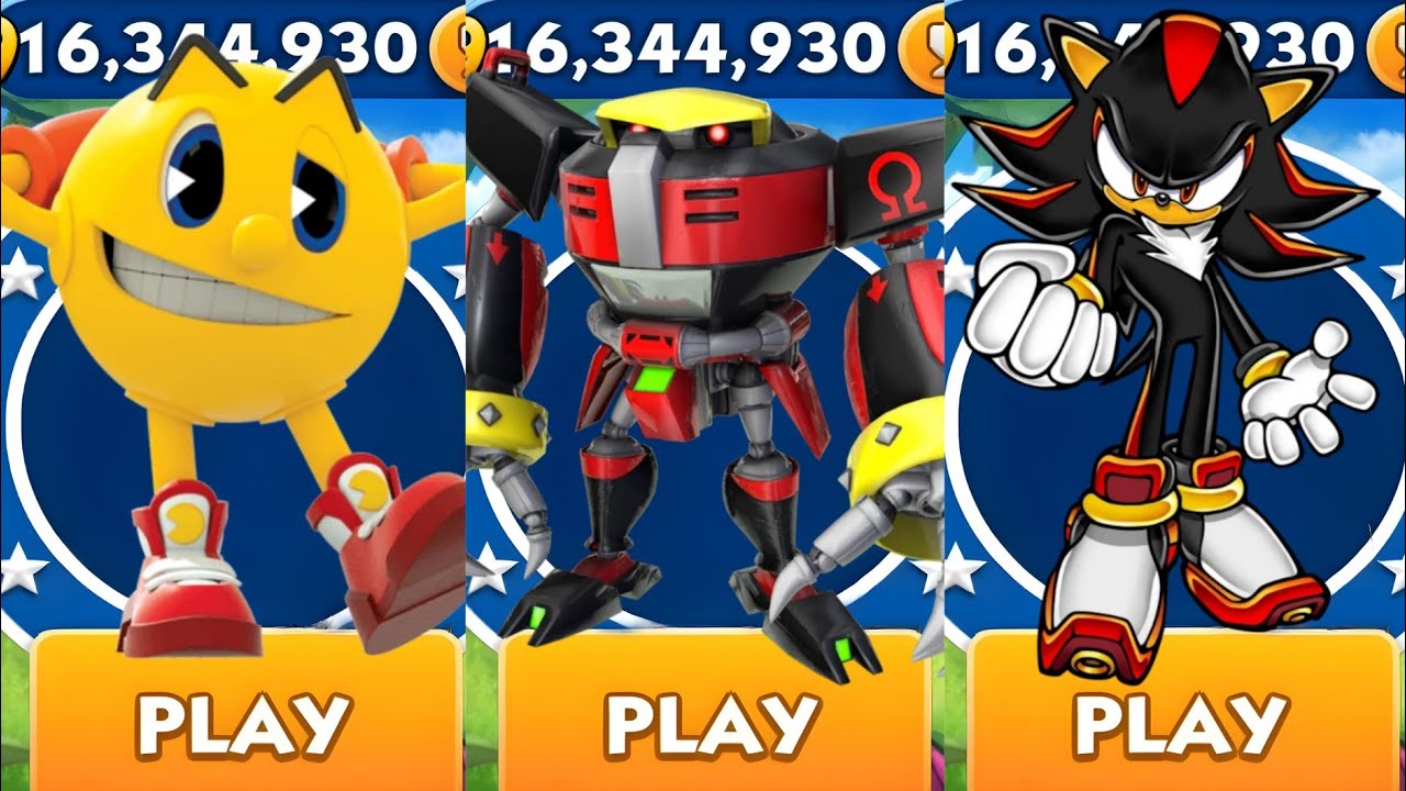 Sonic Dash Pacman VS Omega Dash VS Captaine Shadow Movie Sonic Vs Sonic dash pacman vs omega dash vs captaine shadow movie sonic vs