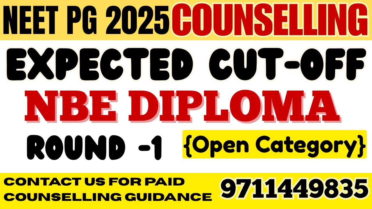 NBE Diploma 2025 Cutoff 🔥 NEET PG 2025 Round 1 Expected Cutoff for Open Category