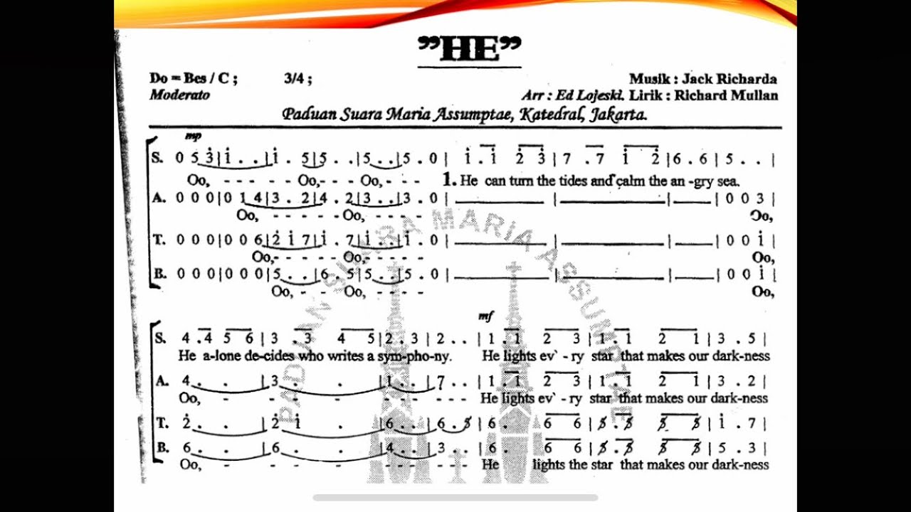 HE - by Jack Ricards, Richard Mullan, Ed Lojeski - notasi Alto, do = Bes