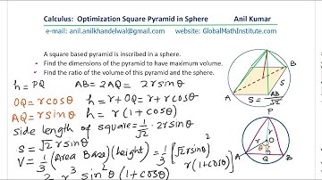 Maximum Volume of Square Pyramid inscribed in a Sphere