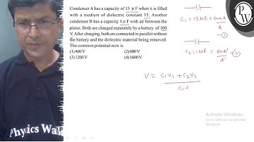 Condenser A has a capacity of \( 15 \mu \mathrm{F} \) when it is fi...