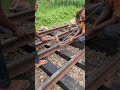 Hammer to hammer dog pin setup on newly replaced wooden sleepers #wooden #sleepers #shorts