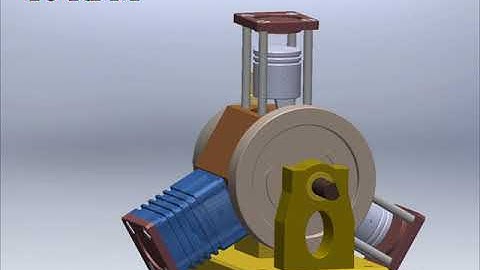 3 Cylinder Radial Engine animation video