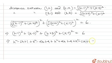 A point moves so that the sum of squares of its distances from the points (1,2) and (-2,1) is al...