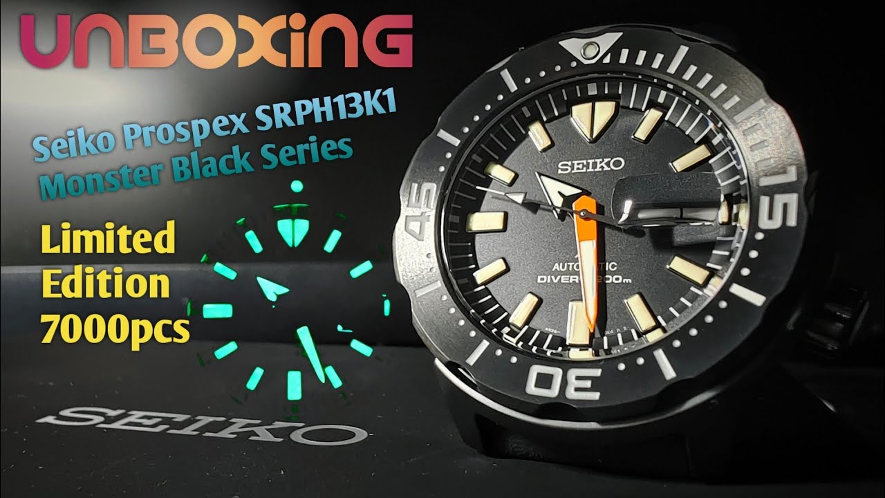 Unboxing Seiko Prospex SRPH13K1 Monster Black Series | Limited Edition 7000  | Diver Watch - YouTube