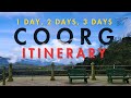 Coorg itinerary for best coorg trip  madikeri trip plan