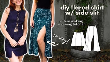 DIY EASY A-LINE SKIRT W/ A SIDE SLIT (pattern making + full sewing tutorial)