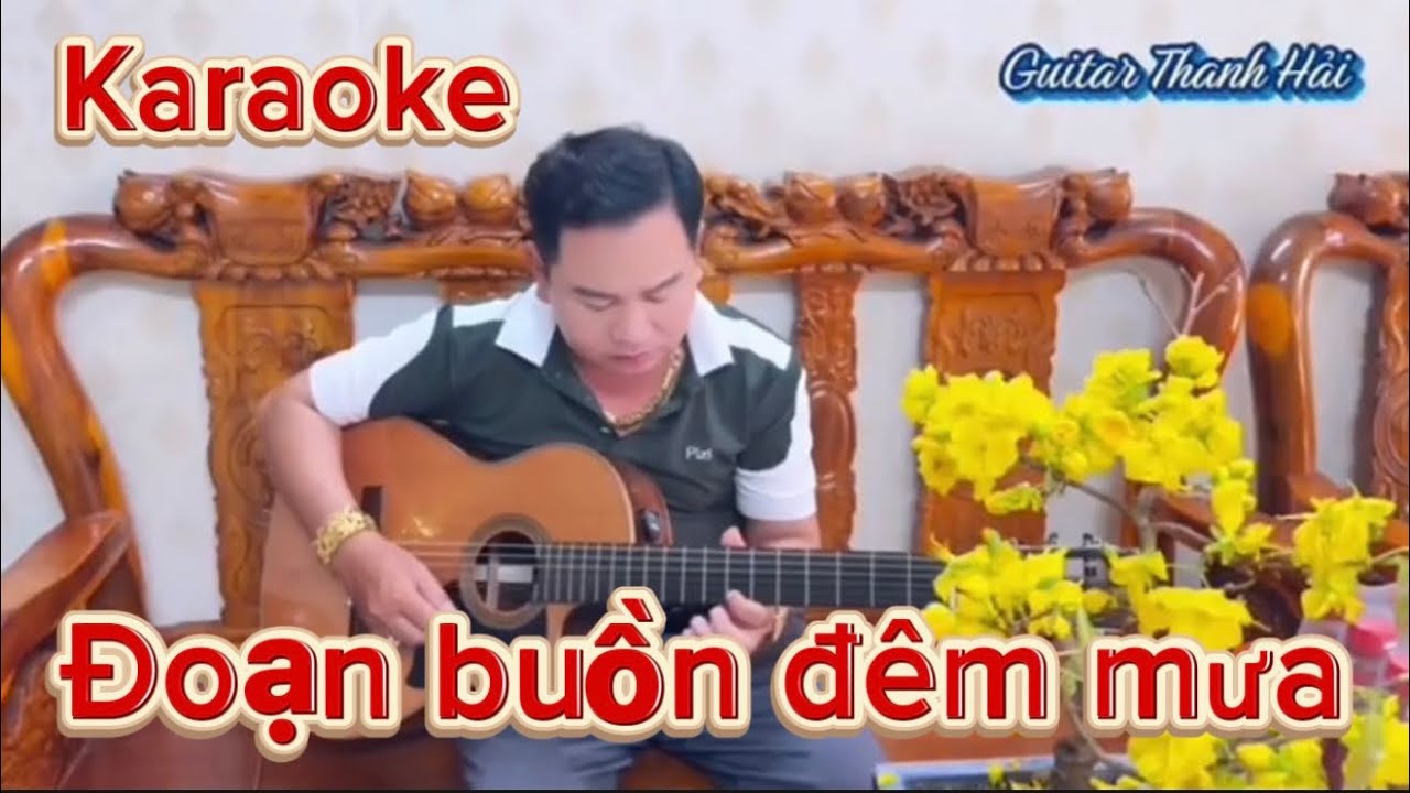 Караоке. Грустная песня дождливой ночи. Мужской голос, гитара Тхань Хая.