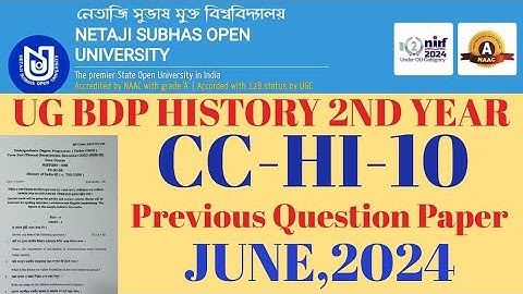 Nsou ug bdp history cc hi 10 previous  2024 ll CC HI 10 previous question paper 2022/2023 ll  #nsou