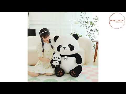 Милая мягкая пандочка мишка с выразительными глазами / Плюшевая игрушка для ребёнка 35х35х48 см текстиль синтепон, видео 1