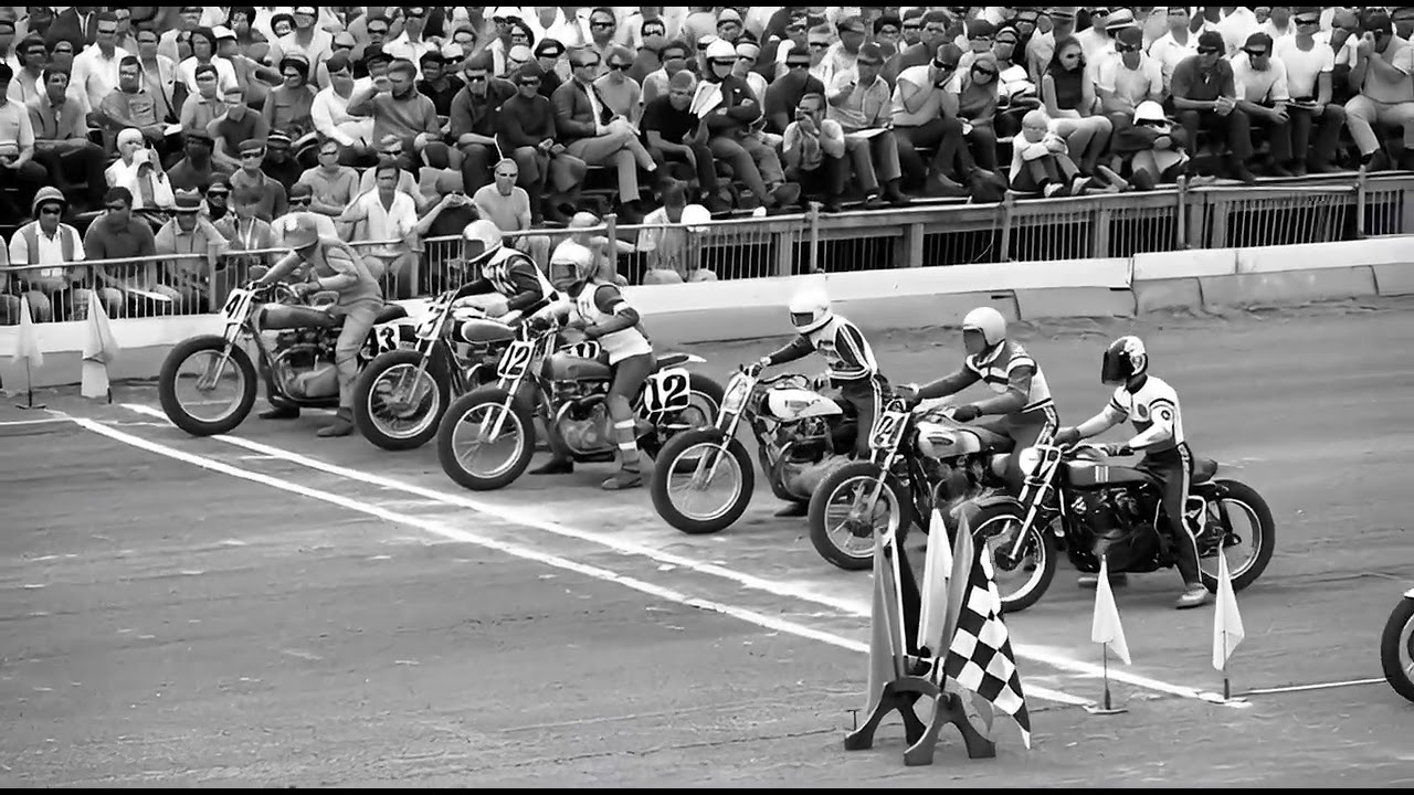 A line up of famous hot shoes vintage flat track racing 