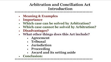 Arbitration and Conciliation Act 1996 lecture | Introduction