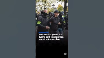 Police arrest protesters during anti immigration march in Amsterdam