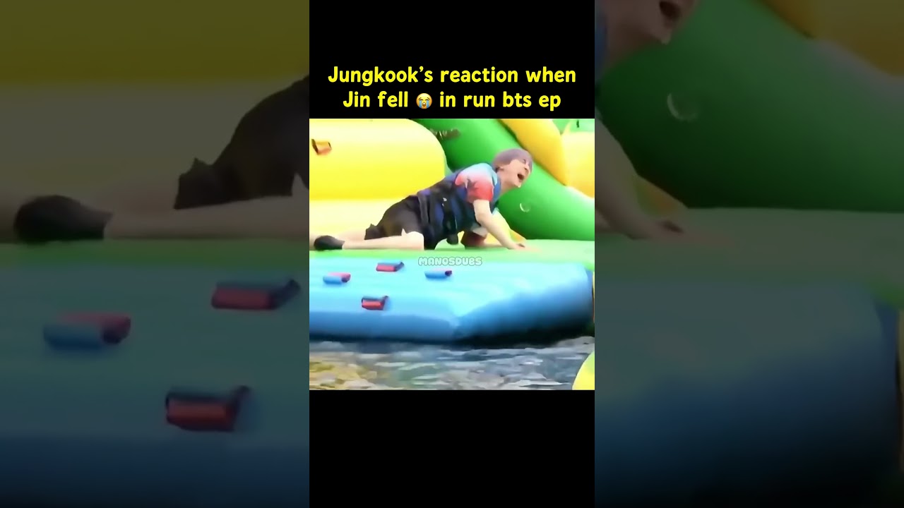 Jungkook’s reaction when Jin fell 😭 in run bts ep 