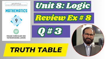 9TH Class Math New Book 2025 II Review Exercise 8 Question 3 II PCTB, Unit 8 Logic II