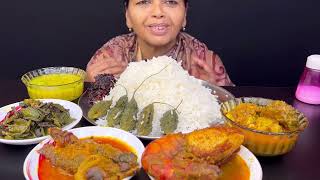 BIGBITES, EATING RICE WITH GOLDA CHINGRI, TANGRAR JHAL, VANGOR FISH, DAL, SIM VAJA,।।