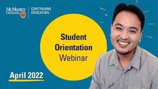 Student Orientation Webinar – Presented by McMaster Continuing Education