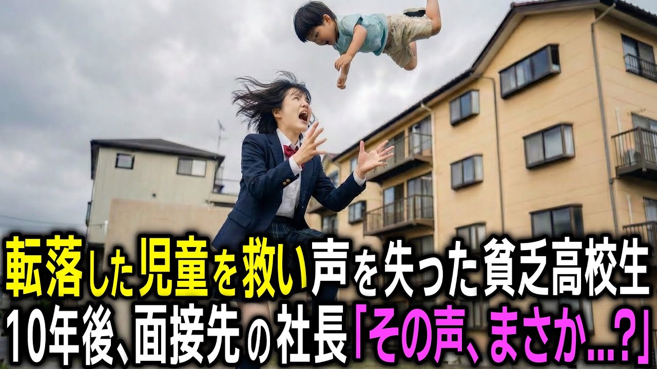 出窓から転落した児童を救い声を失った貧乏女子高生　10年後、面接官が「まさか、その話って...?」