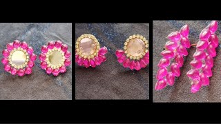 DIY Beautiful pink kundhan earrings making #diy #viral #earrings //@craftcane