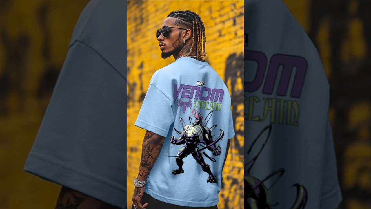 Venom Marvel Blue Oversized T-Shirt 