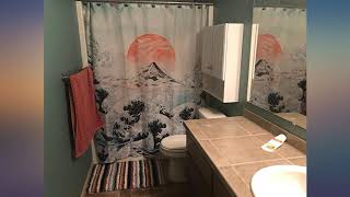BARGHE Japanese Shower Curtain Anime Shower Curtain Mountain Shower Curtain Wave review