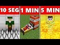 NOOB VS PRO: ARMADILHAS PERIGOSAS EM 5 MINUTOS / 1 MINUTOS / 10 SEGUNDOS NO MINECRAFT!!