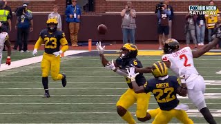 Michigan DB RJ Moten incredible tipped interception 2022 College Football