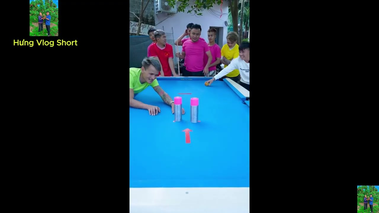 Thử Thách Bắn Bida Lọt Qua 2 Lọ Sơn Nhận Thưởng