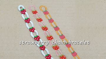 How to make strawberry chain bracelet || yarnuelle