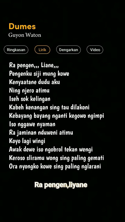 guyon waton dumes - karaoke guyon waton - lirik lagu ra pengen liyane #liriklagu #laguviral #shorts