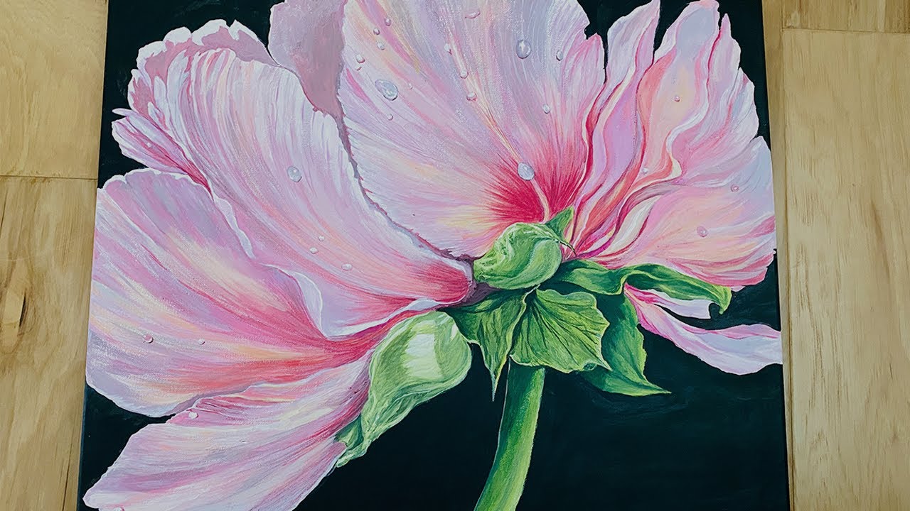 Quick Acrylic Painting | Pink Peony - YouTube