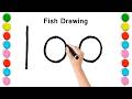 How To Draw a Fish Using 100 Number_Genius Drawing Idea