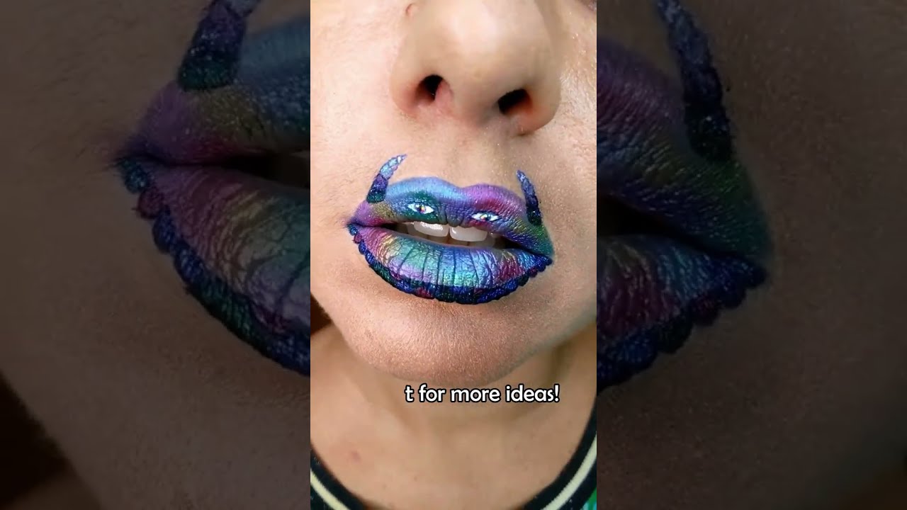 Spooky side of a unicorn… Lip art Halloween makeup idea!
