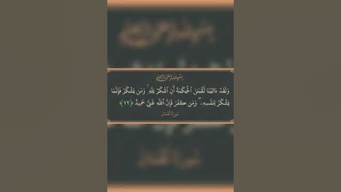 سورة لقمان الآية 12 #ترتيل_القرآن_الكريم #لا_اله_الا_الله