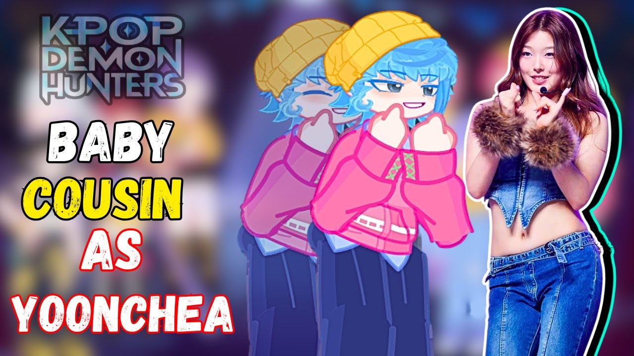 Kpop Demon Hunters React Baby cousin as Yoonchea From Katseye || Gacha Reaction