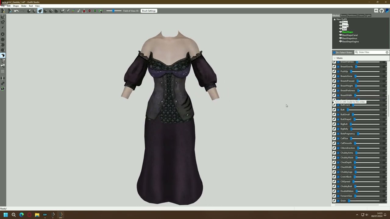 Outfit Studio - UNP to BHUNP Gwelda dress conversion (zzjay Skyrim Attire)
