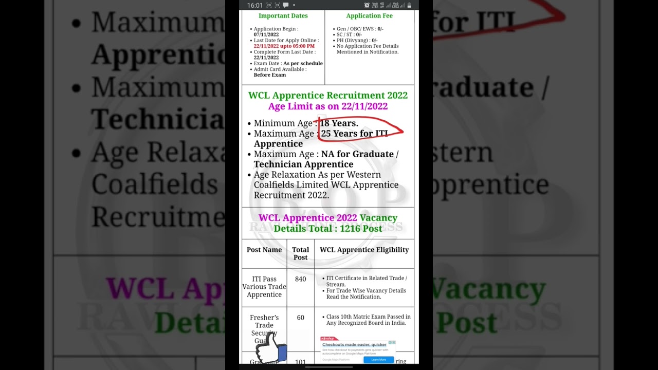 Western Coal Field Ltd WCL Graduate / Technician / ITI Apprentice Recruitment 2022 Apply Online