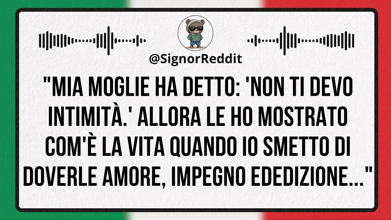 Mia moglie ha detto: Non ti devo spiegazioni.' Allora io le ho dimostrato: E io non ti devo impegno.
