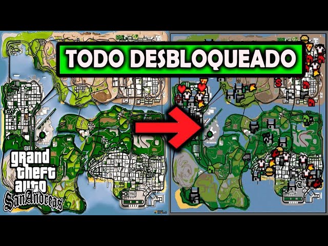 como desbloquear mapa GTA San Andreas Android (save 100%) 