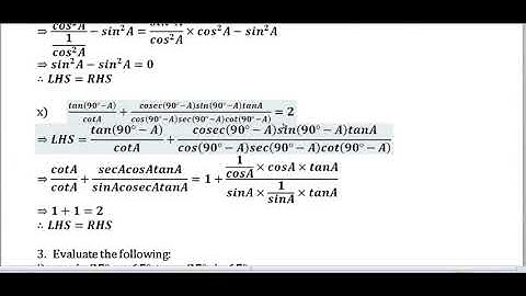 Class 10 Mathematics. Trigonometric ratios of complementary Angles. Part -1
