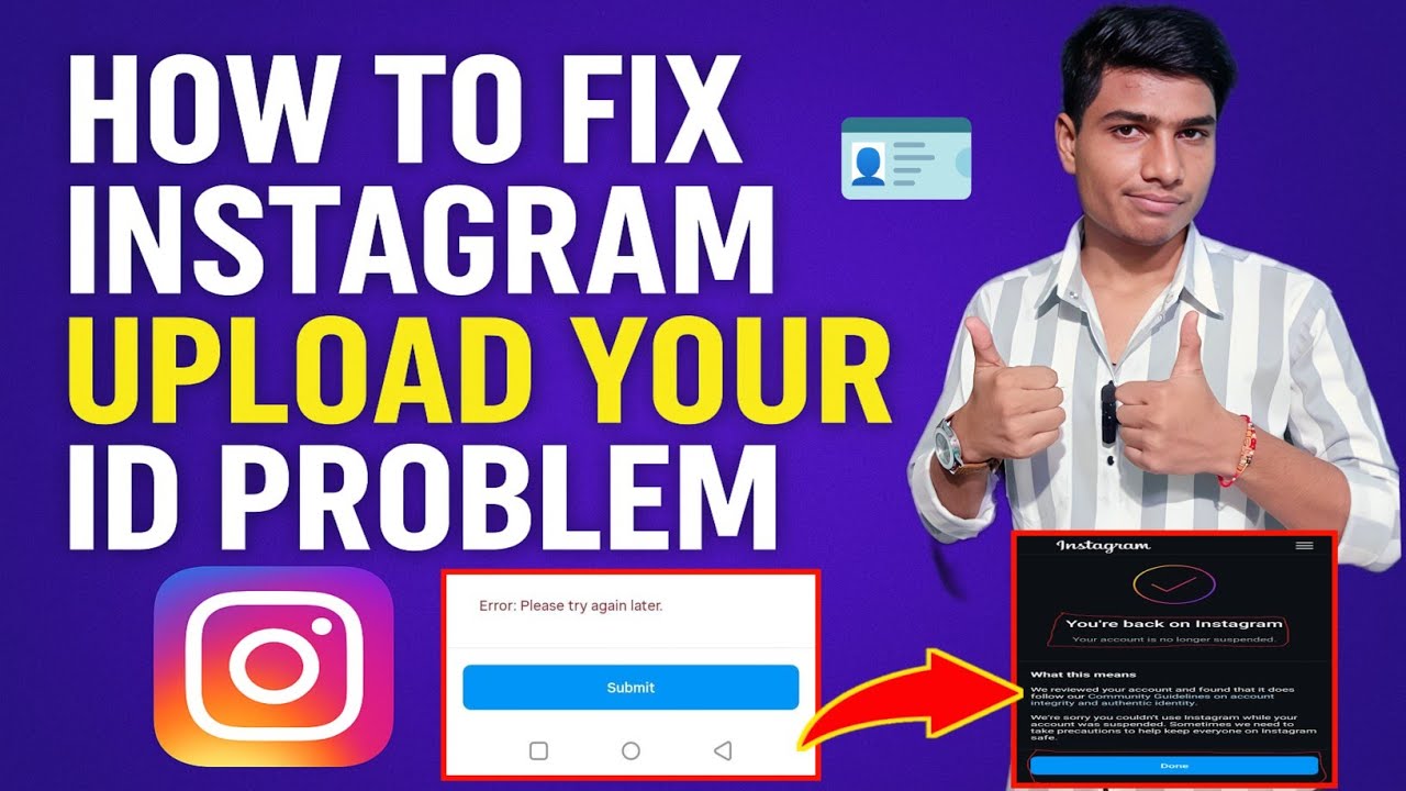 Instagram Problem Upload Your Id Solved | Try Again Problem Solved ...
