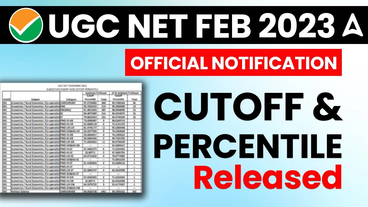 UGC NET CUT OFF 2023 UGC NET PERCENTILE 2023 Released UGC NET