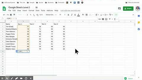 COJUSD Google Certified Student Level 2 Performance Tasks Google Sheets