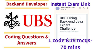 UBS  Exam Answers 🥰 | Live Assessment |Backend Developer | Instant Exam Link | Coding& MCQS