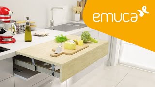 How to mount a pull-out and lift-up Oplà Top table hidden in a worktop - Emuca