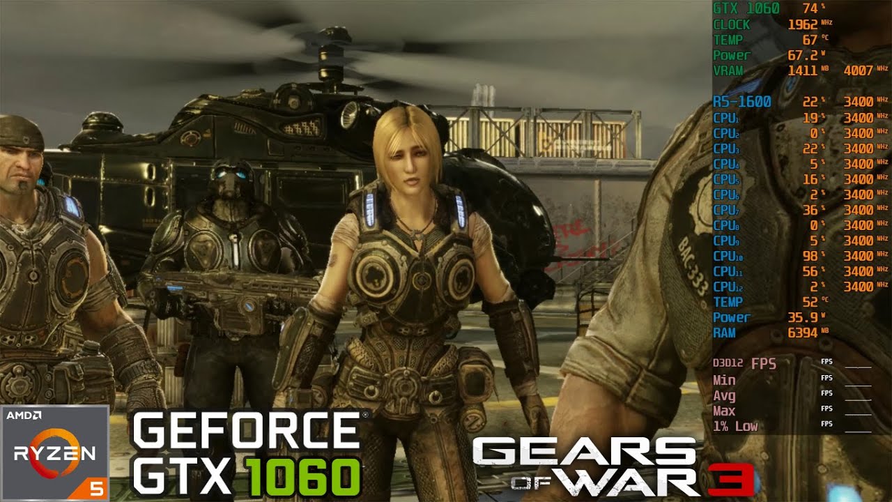 Gears of War 3 (Xenia Canary) GTX 1060 6GB Ryzen 5 1600 YouTube