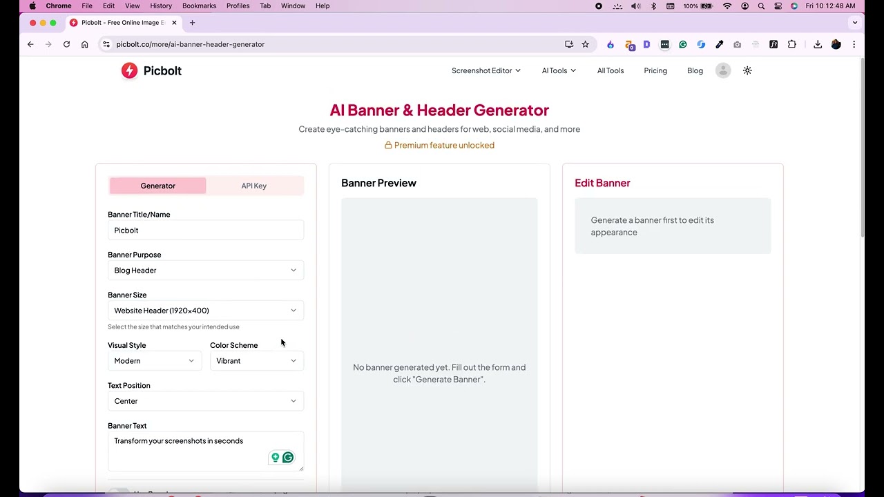 Design Professional Banners & Headers with AI - Picbolt AI Banner & Header Generator Review